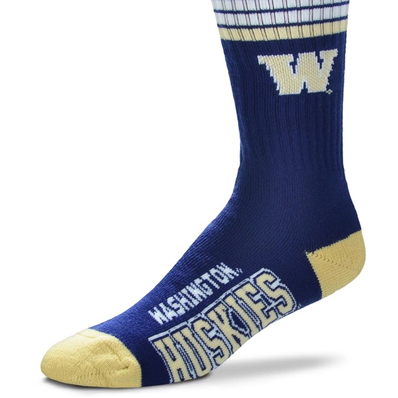 For Bare Feet Other - For Bare Feet Washington Huskies 4-Stripe Crew Socks